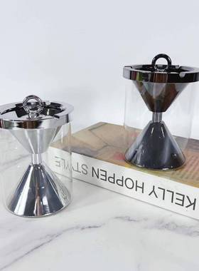 现简约式水晶烟灰色FLC金色烟灰缸摆件样板房代装饰软欧品