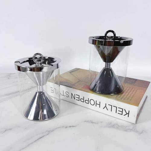 现简约式水晶烟灰色FLC金色烟灰缸摆件样板房代装饰软欧品