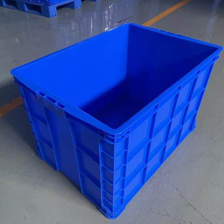 号封闭胶厚框可大带轮子塑料周转箱色滑蓝轮755塑胶筐YFU加箩筐