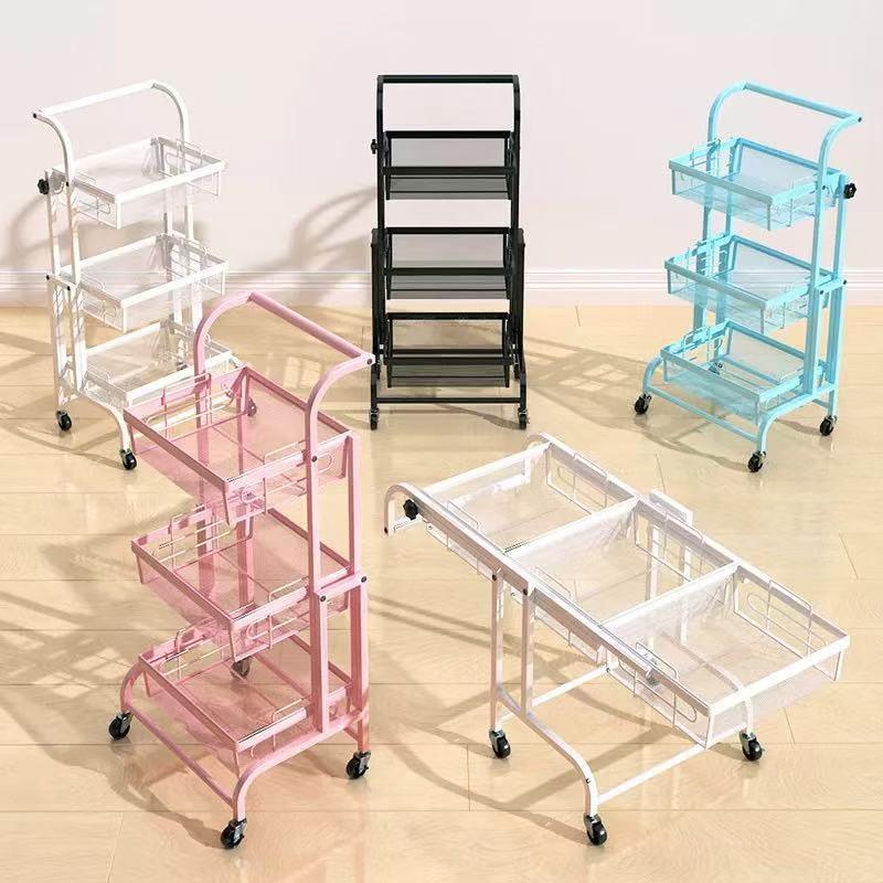 落地多层可动收架厨房平行移折叠置物KBQ手推车置物架旋转小推架