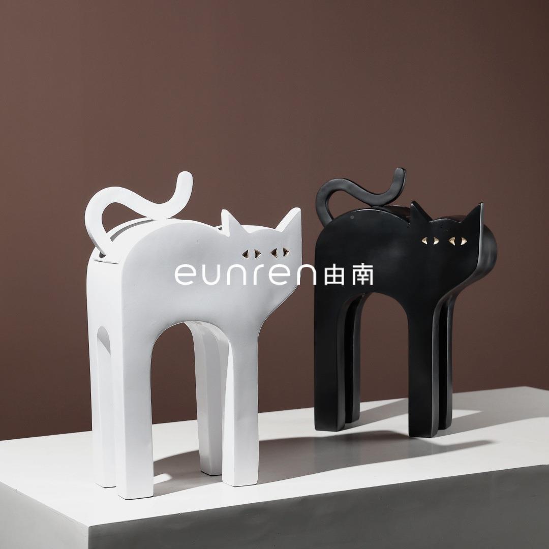 现代简约卡件通厅创意慵懒长腿猫纸巾盒KZZ摆家用酒店客餐纸桌抽