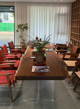 胡茶桃木奥木大板茶FTA实桌原木老板办公桌巴花大板桌面台茶板坎