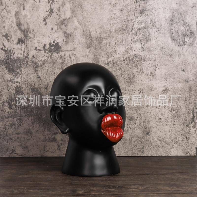 极简轻奢黑妞非洲人脸摆电件家柜QNH居客厅大视摆设创意桌面软装