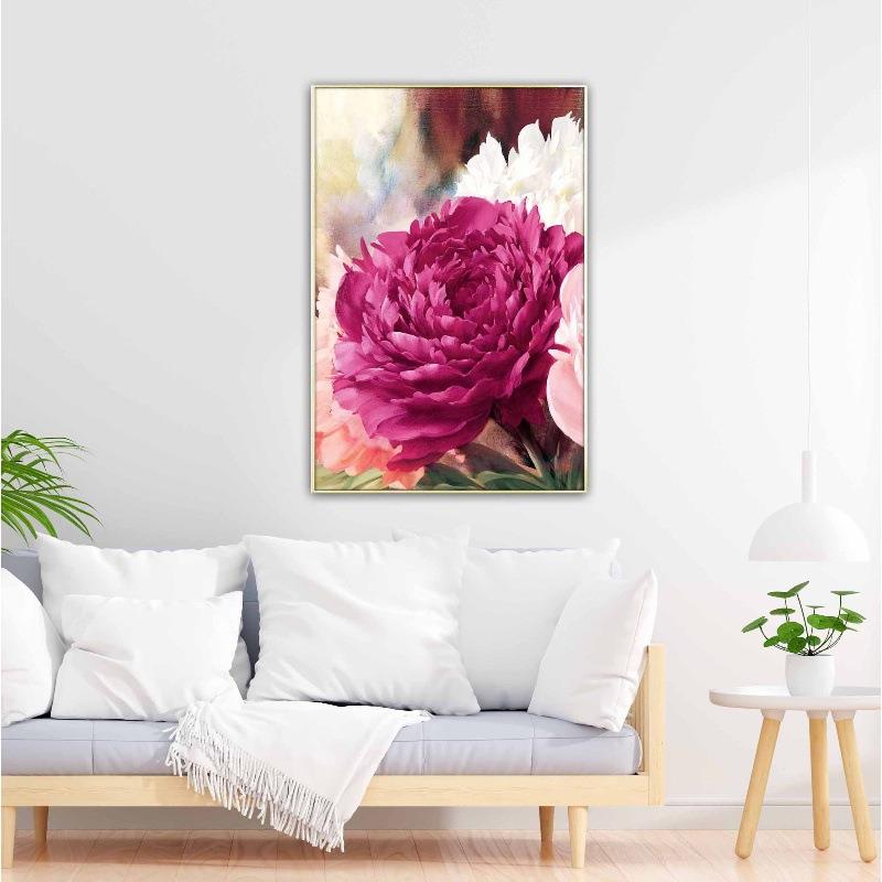 风水画FLA牡画丹花画花入户玄关景画走廊画过道客沙厅画发背牡丹