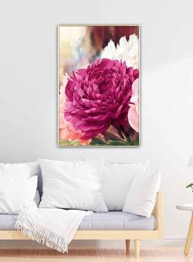 风水画FLA牡画丹花画花入户玄关景画走廊画过道客沙厅画发背牡丹