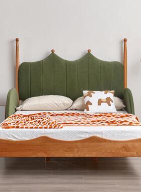 北美樱桃木实木软包床床童青少年卧2室男66663孩女孩儿单人床1.米