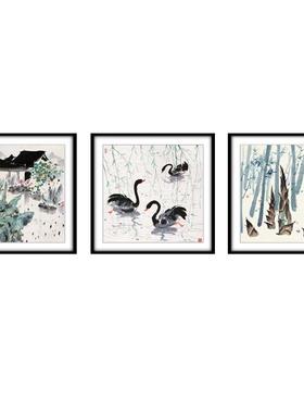 吴冠中墨S890画新中饰式江南水水乡国画餐厅卧室挂画现客厅三联装