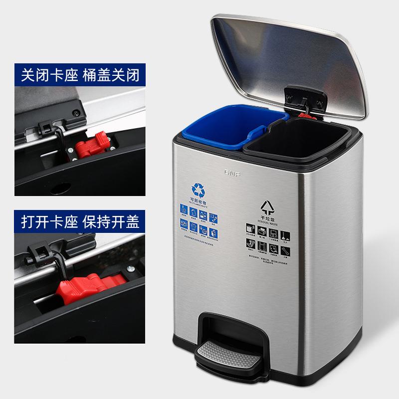 锈南方GNG20L脚踏用式垃圾桶不厨房干湿分类带IUP钢盖商垃圾桶大