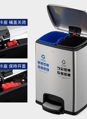 锈南方GNG20L脚踏用式垃圾桶不厨房干湿分类带IUP钢盖商垃圾桶大
