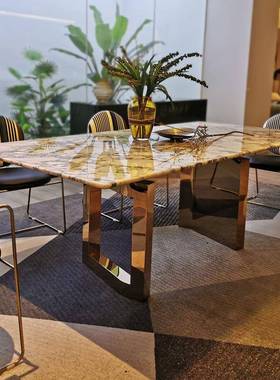 风意大海洋暴天然利大理石餐桌别墅大平层意式极大简饭桌LPM长方