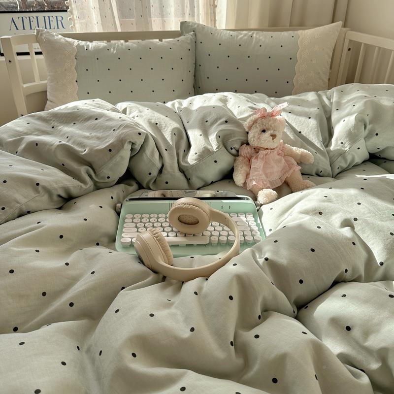 A类法式式公舍主风全棉纯ltao8859棉花边水洗韩棉床上四件套单被