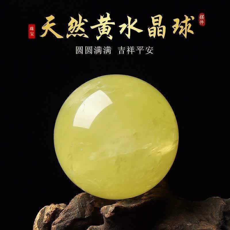 天然巴西水晶摆件晶天然黄球水原石打磨工艺黄品钻石水晶球摆件装