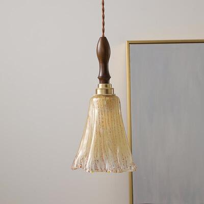 胡桃厅木玻岛璃吊灯小清新卧OAN室床头日式民吧宿台台餐田园阳台