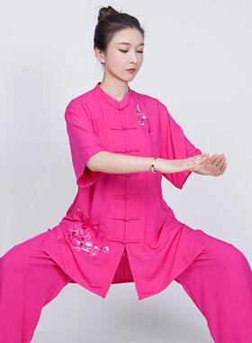 2205款棉麻亚麻太极练功新服拳男薄八段锦太ILJ极服女夏季服装