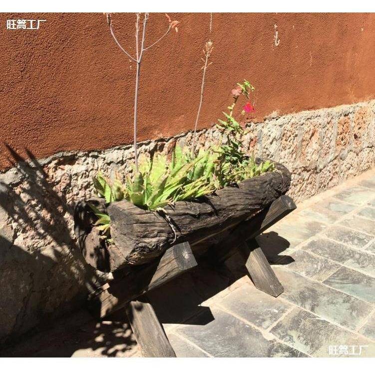 阳台花花盆花园多木肉木头方无品牌/朽木户外木槽复古槽防腐花箱