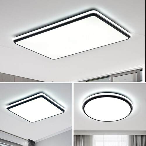 厅主吸灯代Ceiling简约大气超亮长方客形led顶灯铁现艺书房灯卧室