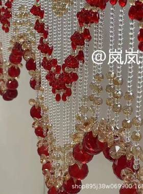 珠帘水TZU室珠帘卧房间卧室门内门对客厅隔断团主团圆晶圆