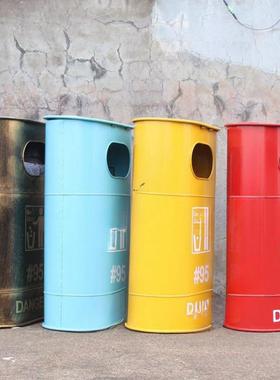 复工业风铁艺垃圾桶户古外大号做个性Kiaj7jmZ美式旧酒创意吧餐厅