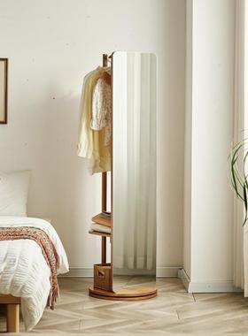 移实木F96889J6地穿衣镜全身镜家用挂衣架一体落镜衣镜试子可旋转