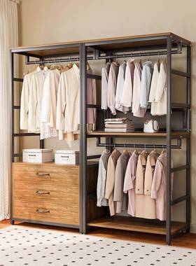 ?转角衣柜柜家用卧简易室组装全钢架橱衣帽间洞洞板子衣LGC组合挂