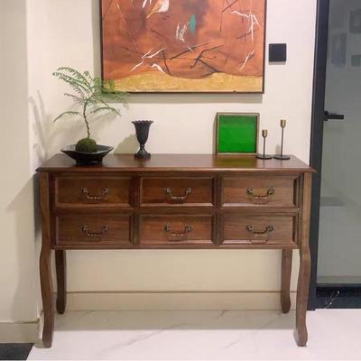 实木关简约美式客厅入户玄RDA关柜关门厅过道装饰柜靠墙台玄桌玄