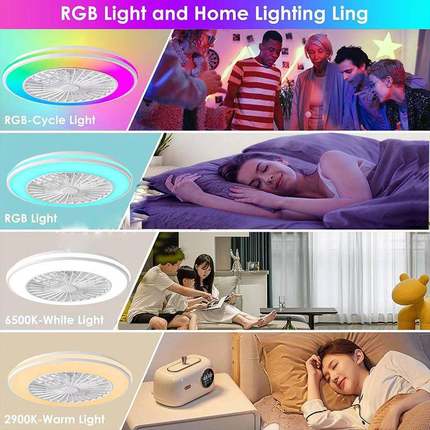 B灯TLIGHGT卧室吸顶风扇灯LED吊扇智能A306PP儿童房彩光RB音乐风