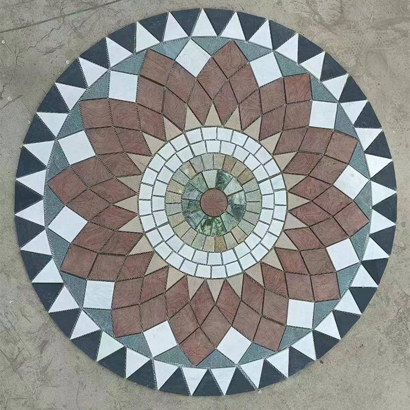 户文石青石板盘板岩材拼花风水盘广场院圆子QOV花化园外庭院地砖