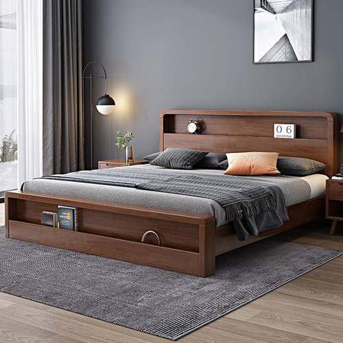 新中实木床中古风双米人箱床1BJL.8米主卧床轻奢1式.5中式高储物