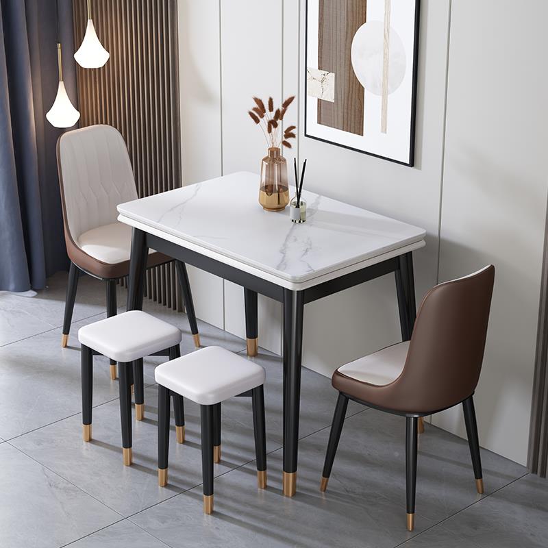 C岩板折叠桌家用F7669TH8小户型9实木可缩现代简餐约轻伸奢饭桌长