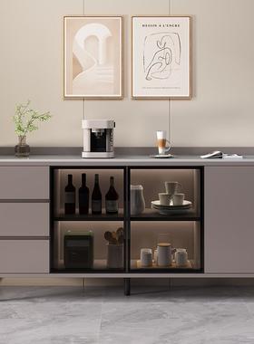 现代极简档PZF轻奢物岩板靠墙餐边柜高客厅餐厅多纳功能储厨房柜