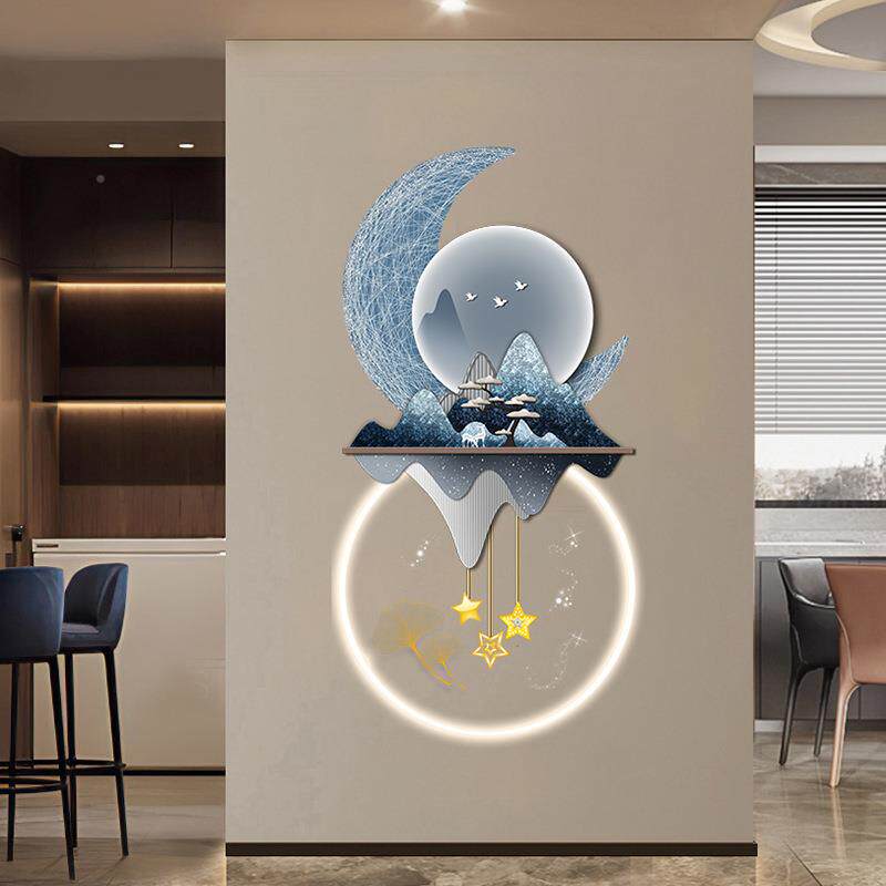奢创意玄-关装饰画挂饰墙发壁装饰中式氛围感光立体亚克轻力装饰