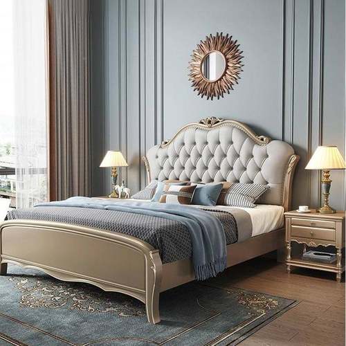 软古美式轻奢XQH全实木床1..8米复现代简约主卧双人床15米靠欧式