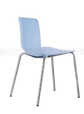 AAF蓝色塑料椅厂直供锡食堂PP家塑钢椅金无属塑电镀脚餐厅椅子料