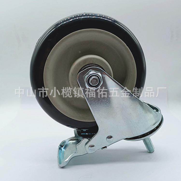 筋音单轮橡胶脚轮滑轮推车平板车轱3寸定向1辘小寸轮子万向轮静配