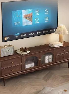 木北美桃实电视柜CJA茶几黑组合美胡式复古樱桃木客厅电视边柜高