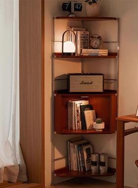 锈中古实木角物架不钢三角展转示柜客60238厅置多功能墙角卧室收