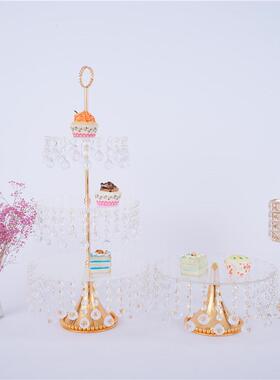 亚克力蛋糕架酒店双层下午茶架甜品台梳妆台收纳置物架水果盘婚庆