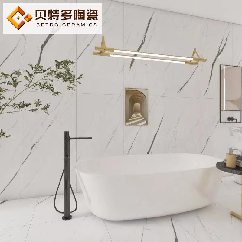 刻白瓷砖6002x100超白坯双雕密西西零吸水士地板砖卫生间墙砖爵白