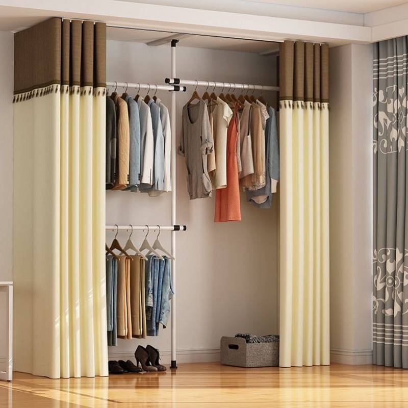 顶天立地衣柜衣架组装落地卧室多功能免打孔衣帽间置物架挂衣帽架