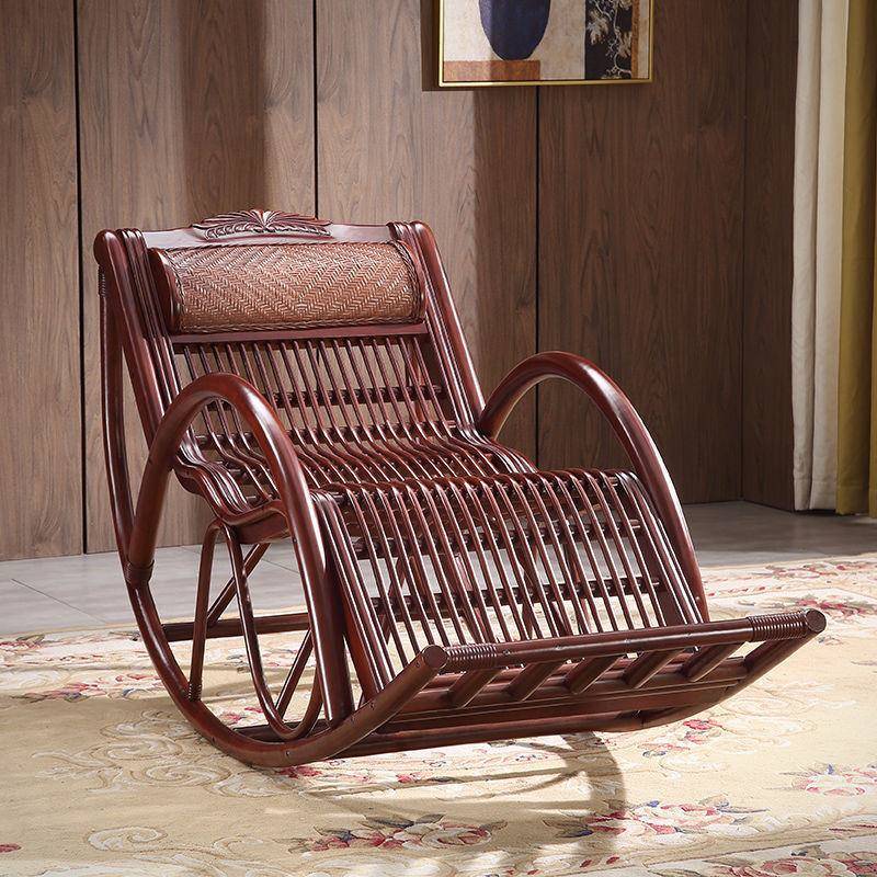黑胡桃老木摇椅懒人休椅闲椅椅阳台真藤卧室人大PDD89051人躺椅摇
