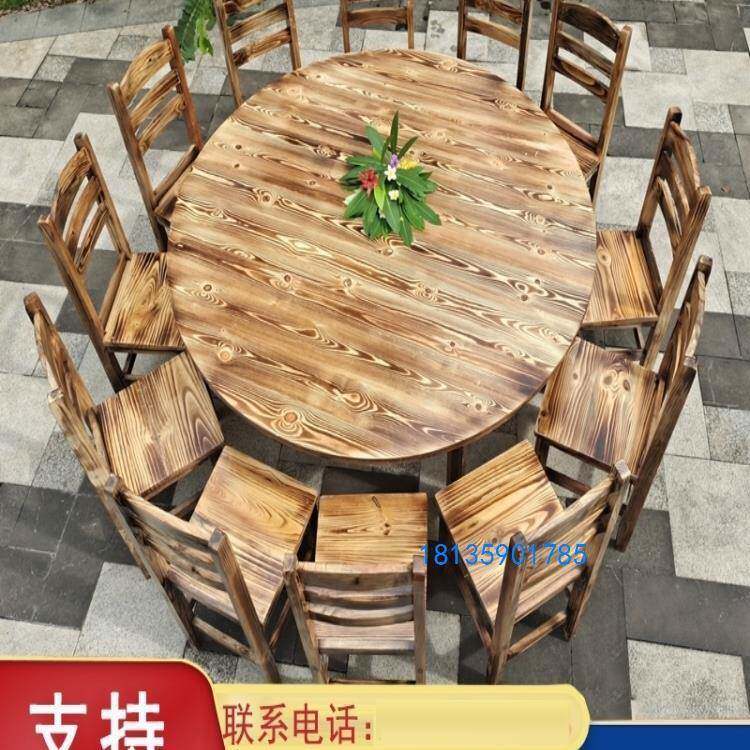 厂家直销档面椅馆餐馆食堂子木餐桌椅组MQF合碳化桌饭店圆桌大排