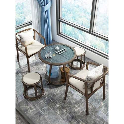 茶台家用小形茶台圆茶车现代简约EJV小型移动台实茶木桌阳茶桌椅