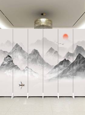 中式屏风隔面断墙饭议店45487包间遮移动折叠办公室会室简易挡双