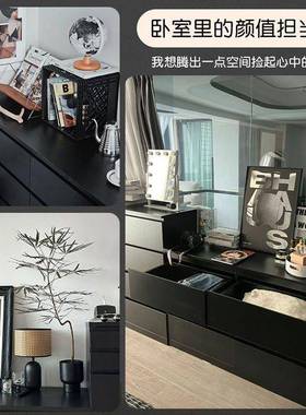 斗黑色柜家储用卧床尾物柜意式IOJ轻奢客厅靠墙收纳室柜