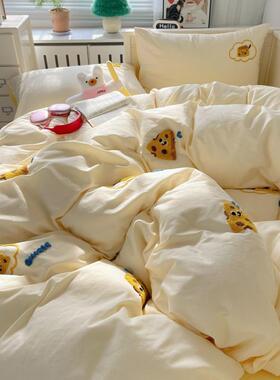 奶42241873fuu~毛巾绣四件套棉棉被套床单可爱学生纯宿舍f床全上