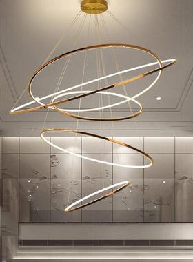 复式楼大吊灯楼圈梯挑几何灯客后现代HQ1001约轻简奢楼中别墅厅圈