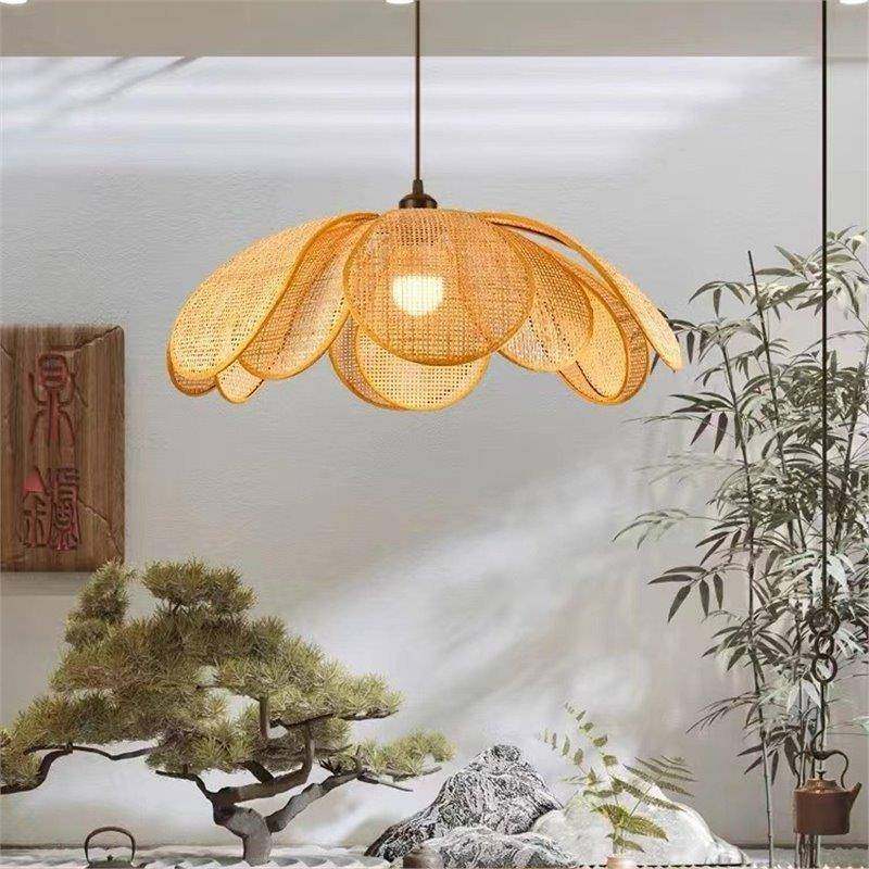 餐厅灯日式织编198民宿房间卧室客厅灯藤编瓣创意个性原木风吊吊,家装灯饰光源,智能吊灯,淘宝优惠券,粉丝福利购,淘宝优惠卷