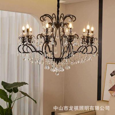 931新款酒晶水大客厅式餐厅2025年网红黑色店美复古法式卧室大气