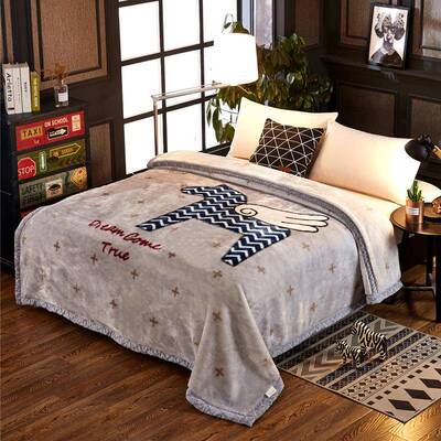 厂直供秋冬印花毛加UNN厚毯家双层超柔拉舍尔毯大红婚庆毛毛毯冬