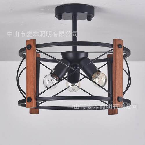 ea9233y美式复古工业走室廊餐厅卧台吸顶灯b阳实木铁艺灯具